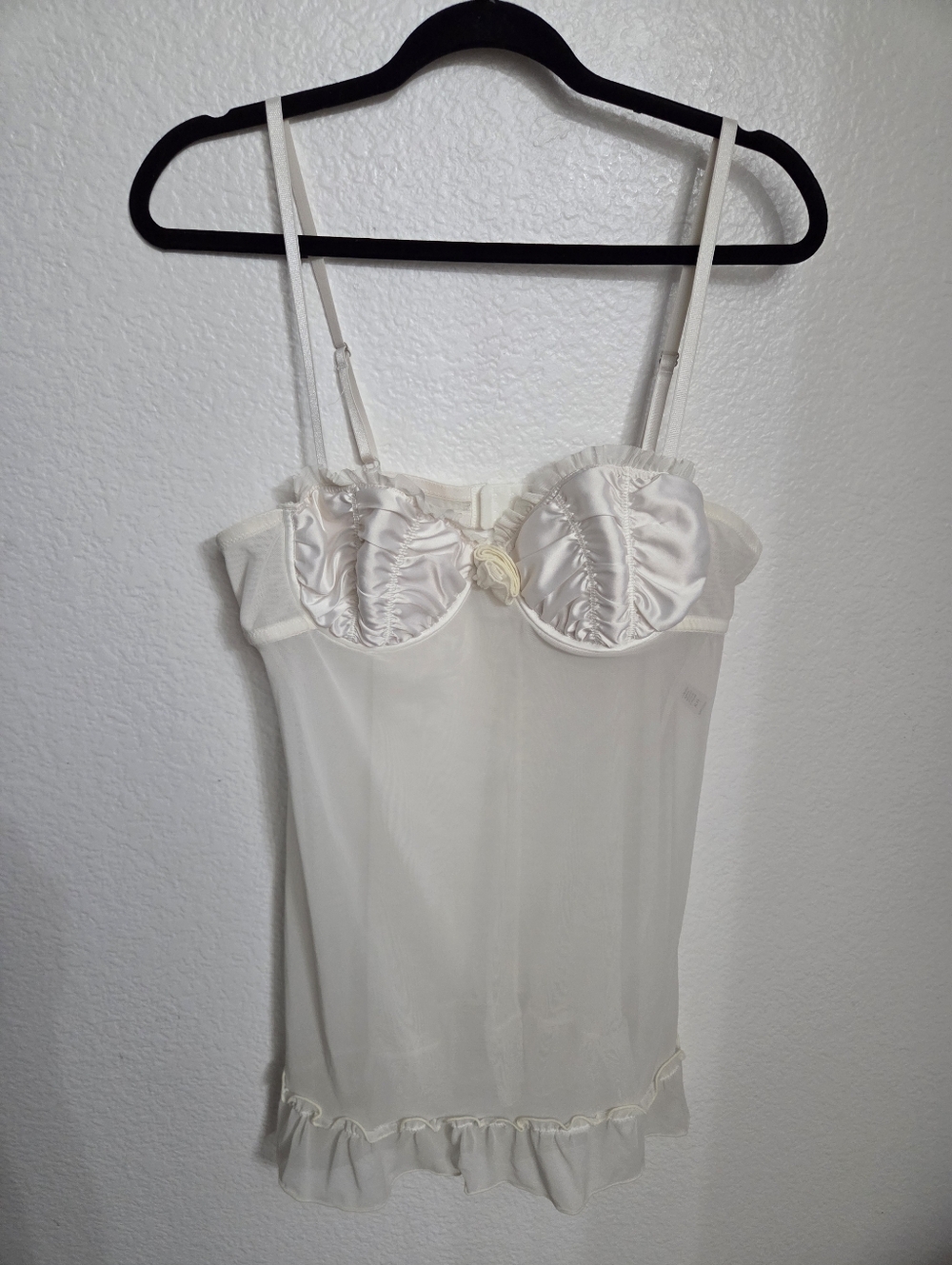Flora Nikrooz Ivory Babydoll Chemise Size Xlarge Satin And Mesh